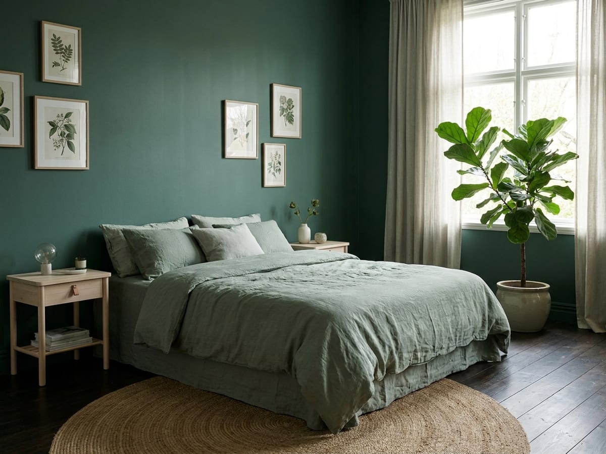 A bedroom in the The Gardener palette