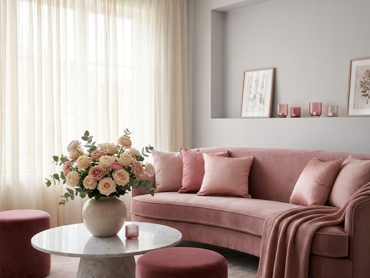 A living room in the The Romantic palette