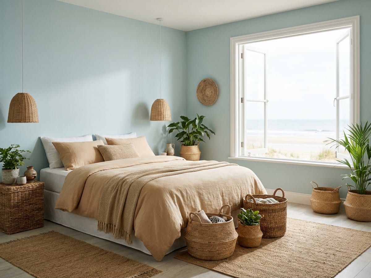 A bedroom in the The Wanderer palette